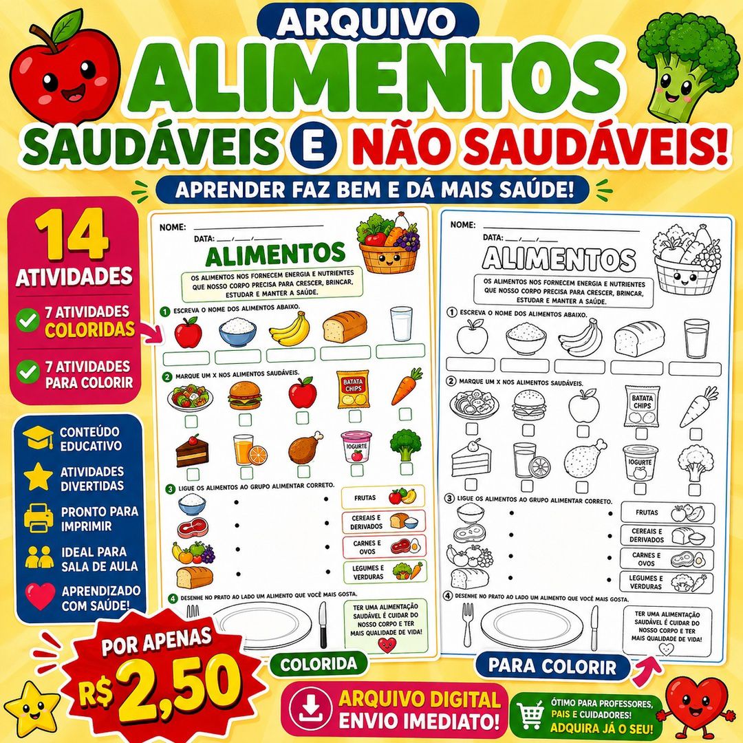 Alimentos Saudáveis e Não Saudáveis