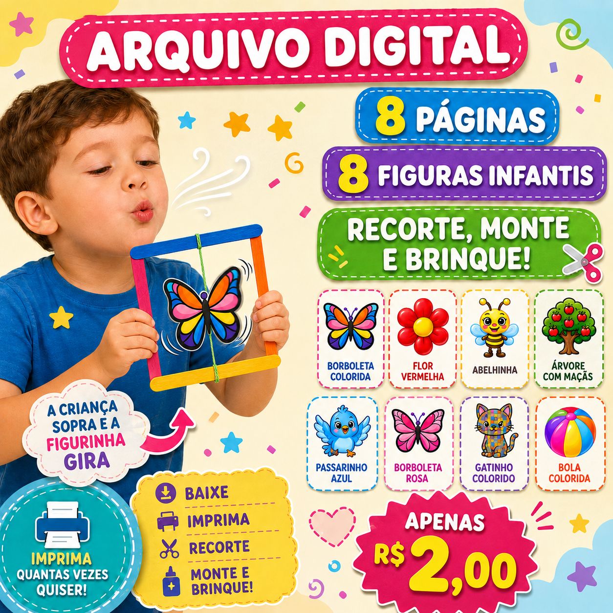Figuras para montar no quadrinho de palitos
